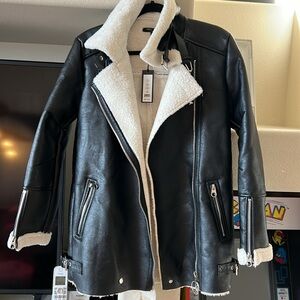 NWT Romeo + Juliet Moto Aviator Shearling/Sherpa Jacket